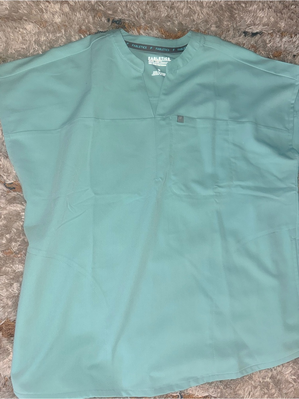 Fabletics Womens V-Neck Scrub Top - Mint Green Medium Top Large Bottoms